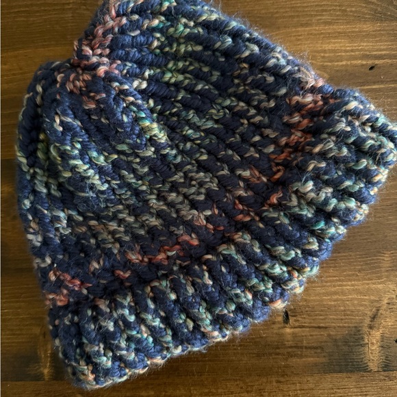 Hand-Knit Multicolor Beanie Hat - Women's Winter Knit Hat - Picture 2 of 3